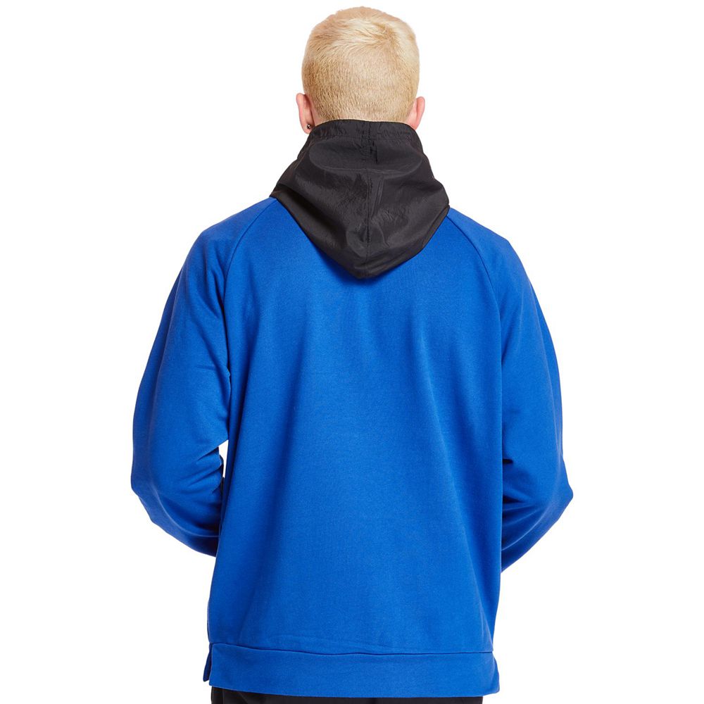 Timberland Mens Sweatshirts Mixed-Media Mesh Pocket Hoodie - Blue - India GK3405719